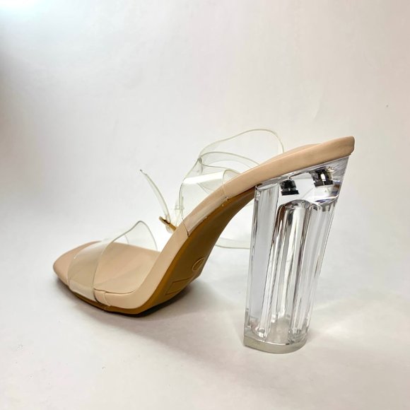 Sheln Clear Chunky Heeled Buckle Strapped Sandals - Picture 9 of 11